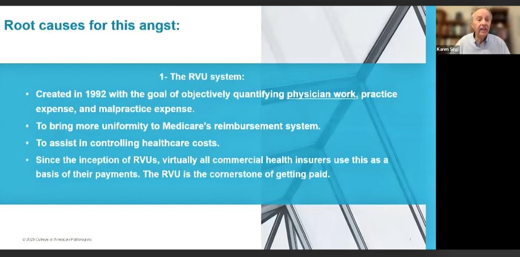 Well done @CAPathologists

This webinar from earlier 2025 is worth a listen start to finish. 

(Register to play.)

Workload x Compensation

300+ registered for the Live

Did you know, dollars/wRVU are lower at the higher end of the RVU curve? 

register.gotowebinar.com/recording/5320…