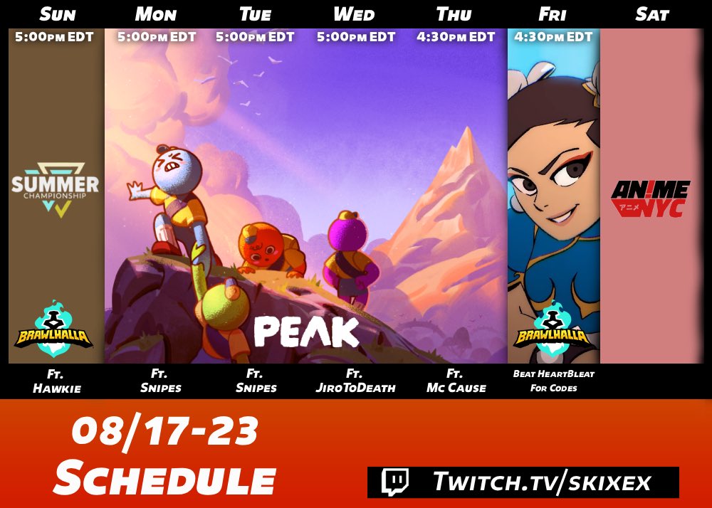 Guess you could say weeks schedule is… PEAK