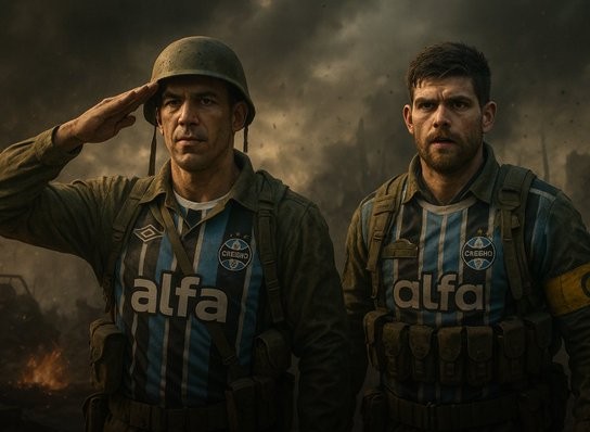 fernandincavaco's tweet photo. General Balbuena e o Capitão Kannemann 🫡

#Gremio 🇪🇪 #Brasileirao2025 https://t.co/WSEMtNRu7N