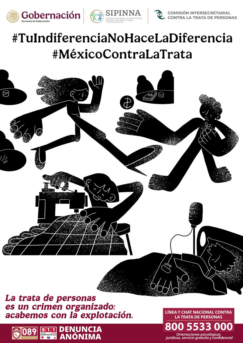 Sipinna (@sipinna_mx) on Twitter photo Dato alarmante: El 62% de víctimas de Trata son mujeres y niñas, explotadas sexualmente, en servidumbre o matrimonio forzado. ¡Exige un alto! #MéxicoContraLaTrata #ProtegeALasMujeres #SomosSipinna <a href="/SSPCMexico/">Secretaría de Seguridad y Protección Ciudadana</a>
<a href="/SEGOB_mx/">Gobernación</a> <a href="/mujeresgobmx/">Secretaría de las Mujeres</a> Dato alarmante: El 62% de víctimas de Trata son mujeres y niñas, explotadas sexualmente, en servidumbre o matrimonio forzado. ¡Exige un alto! #MéxicoContraLaTrata #ProtegeALasMujeres #SomosSipinna <a href="/SSPCMexico/">Secretaría de Seguridad y Protección Ciudadana</a>
<a href="/SEGOB_mx/">Gobernación</a> <a href="/mujeresgobmx/">Secretaría de las Mujeres</a>