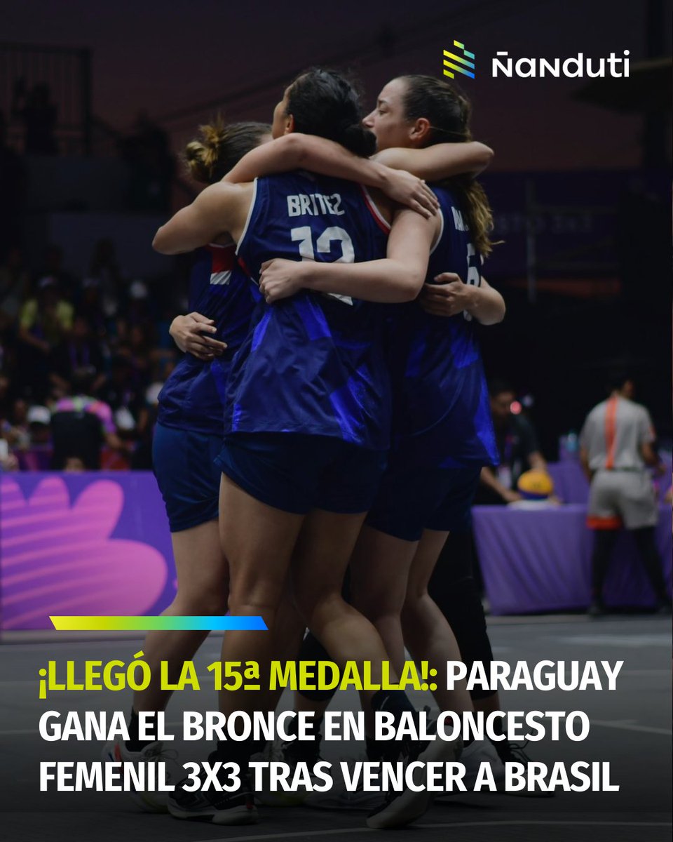 ¡El bronce ya es de ellas! 🥉🇵🇾

🏀 La selección femenina de baloncesto de Paraguay vence 16-15 a Brasil y asegura el tercer puesto en la modalidad de básquetbol 3x3 en los Juegos Panamericanos Juniors ASU2025.

💪 El equipo de la <a href="/selefempy/">Selección Paraguaya de Basket 🇵🇾</a>, conformado por Antonella Luraghi,