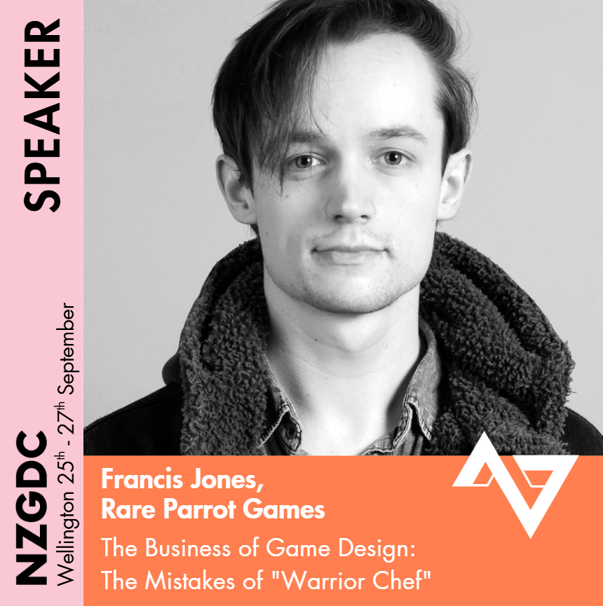 nzgda's tweet photo. Speaker Announcement !!
✨Francis Jones✨ 
  
Warrior Chef won Kiwi Game Starter in 2022, but remains without a release date in sight. This talk takes a brutally honest look at factors that have held the game back from completion.

https://t.co/vjqZArH7CZ https://t.co/NUGr177ocs
