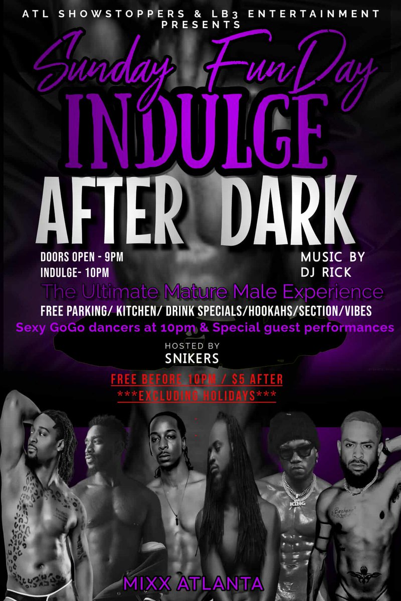 Sunday funday. Come out and enjoy some good vibes, good drinks, and good dancers😈💰. Always fun times in Atlanta 🍑
