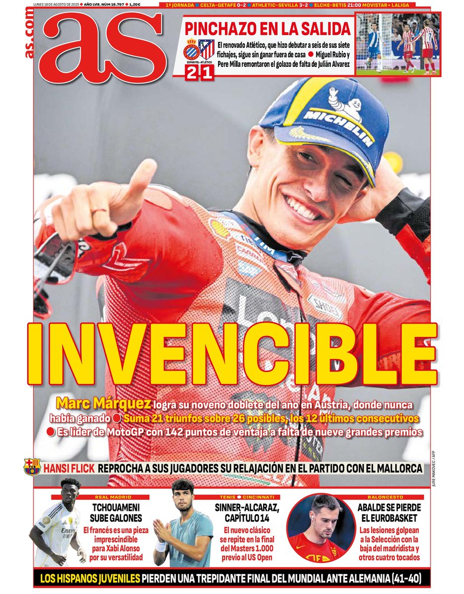 🌜 ¡Buenas noches!
🗞 Esta es la #PortadAS de mañana
✍ "Invencible"