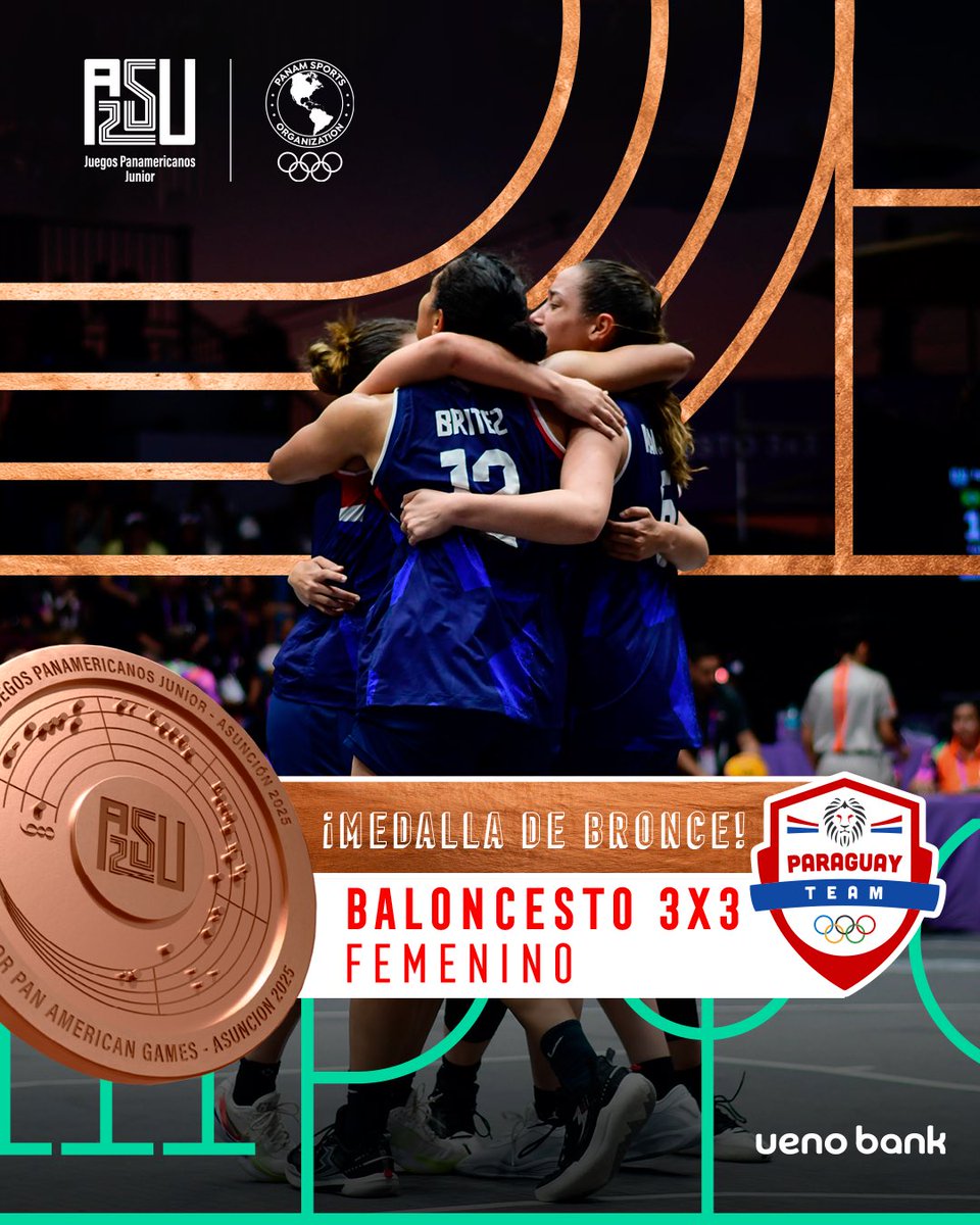 🌟#TeamParaguay 🇵🇾 en #ASU2025 🏀 Basket 3x3: 🥉 ¡MEDALLA de BRONCE de la <a href="/selefempy/">Selección Paraguaya de Basket 🇵🇾</a>! 👏🏻 ¡Entre las mejores de todo el continente! #ParaguayPuede <a href="/asu2025Oficial/">ASU2025</a>