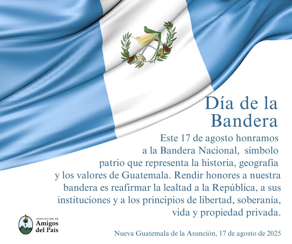 Día de la Bandera 🇬🇹 celebramos a nuestro símbolo patrio. Rendir honores a nuestra bandera es reafirmar la lealtad a la República, a sus instituciones y a los principios de libertad, soberanía vida y propiedad privada. #aapgt #banderadeguatemala #guatemala #libertad