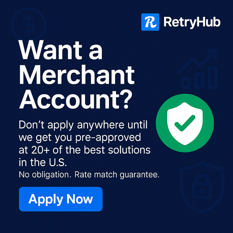 RetryHub's tweet photo. Apply now for a merchant account at RetryHub at the best rates

20+ of the best eCommerce payment solutions.

Scale with less risk of holds or being shut down.

Don't let Stripe or Shopify Payments hold your funds. 

See if you qualify in 5 minutes.