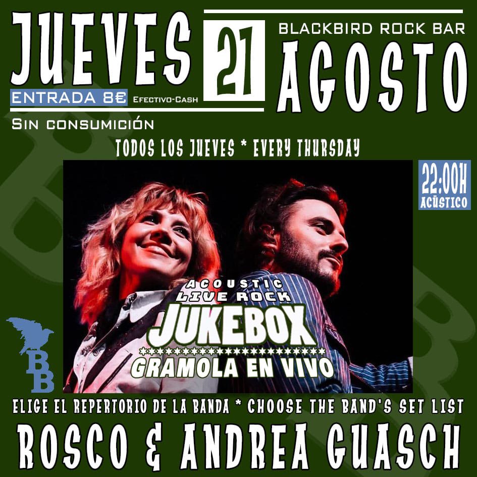 Los conciertos de esta semana: MARTES 19 @beatles.4u (Banda), MIÉRCOLES 20 <a href="/austin_slack/">austin slack</a> (#microabierto), JUEVES 21 <a href="/andreaguasch/">Andrea Guasch</a> y <a href="/soyrosco/">Rubén Tajuelo Rosco</a> (#gramolaenvivo), A las 22h! Reservas por MD en rrss o al mail blackbirdrockbar@gmail.com ! #rock #soul #blues  #folk #madrid