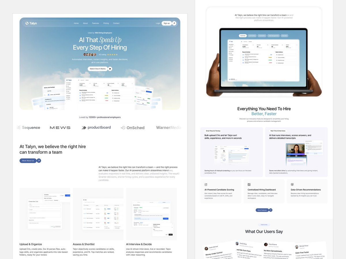 Vexo_Lab's tweet image. Interview AI saas Landing page