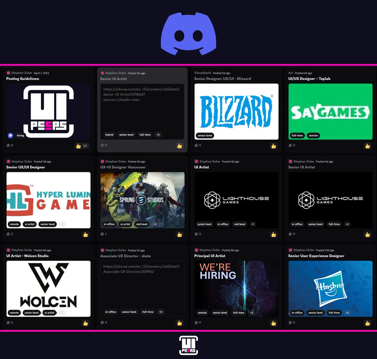 ui_stephan_dube's tweet photo. Looking for UX/UI roles in game dev?
๐ฎ Our UI Peeps Discord has a dedicated job board + supportive community. Join us ๐
๐ https://t.co/3u1dsX1B6R
#uipeeps #gamedev #uxui https://t.co/MepGAJk8UX