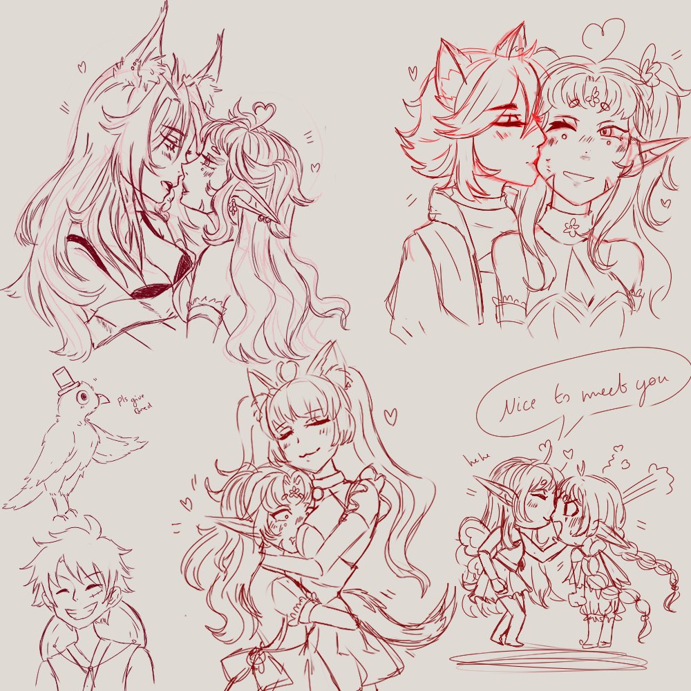 MaymoUwU's tweet photo. Art from today's Doodle Date stream where I got to draw myself being very gay with some of my favourite ladies huhu <3 https://t.co/zEjweYEGCM