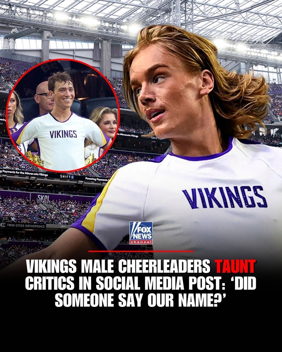 FoxNews's tweet image. Male Minnesota Vikings cheerleaders Blaize Shiek and Louie Conn hit back at critics of their presence on the cheer squad.