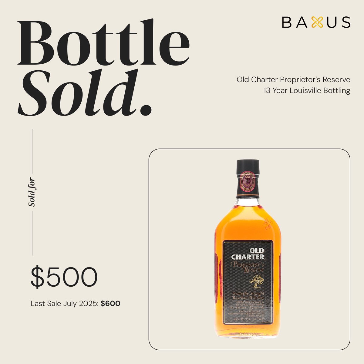 Old Charter 13-Year Proprietor’s Reserve is a standout from the ’90s Bourbon Heritage Collection, back when Bernheim was still making whiskey under Schenley - a fan favorite, this listing did not last long. 

Definitely one to add to your watchlist on <a href="/boozapp/">BoozApp</a> for the next time