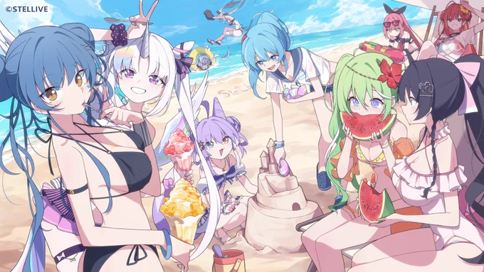 [스텔라이브] STELLA SUMMER CODE 단체 일러스트 작업했습니다! #StelLive