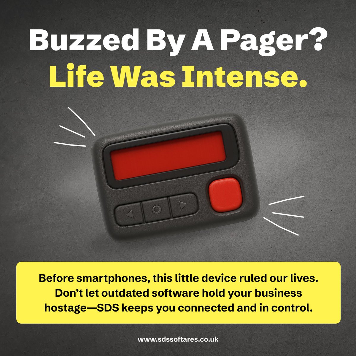 SDSSoftwares's tweet image. Buzzed by a pager? 😅 That panic is history. Upgrade your business tools—stay connected, in control, and stress-free with SDS. 💻⚡&quot;

#TechThrowback #BusinessTech #SDSSoftwares #DigitalControl #ModernSolutions