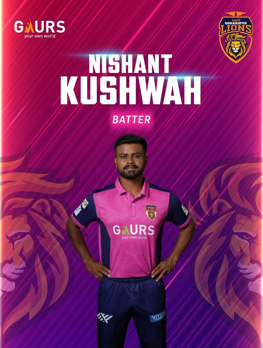 gorakhpurlions's tweet photo. Grace and grit at the crease – Nishant Kushwah is ready to anchor the innings for the Lions. 🏏🦁

#UPT20League #UPT20 #UPCricket #ANAXUPT20League #KhiladiYahanBantaHai #GaurGorakhpurLions https://t.co/HpHkRk5fgM
