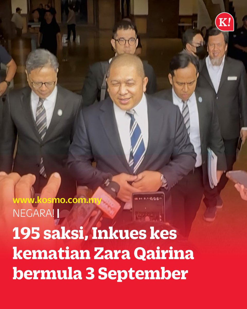 Inkues berhubung kes kematian remaja berusia 13 tahun, Allahyarham Zara Qairina Mahathir akan diadakan pada bulan September selama 19 hari.

kosmo.com.my/2025/08/18/195…