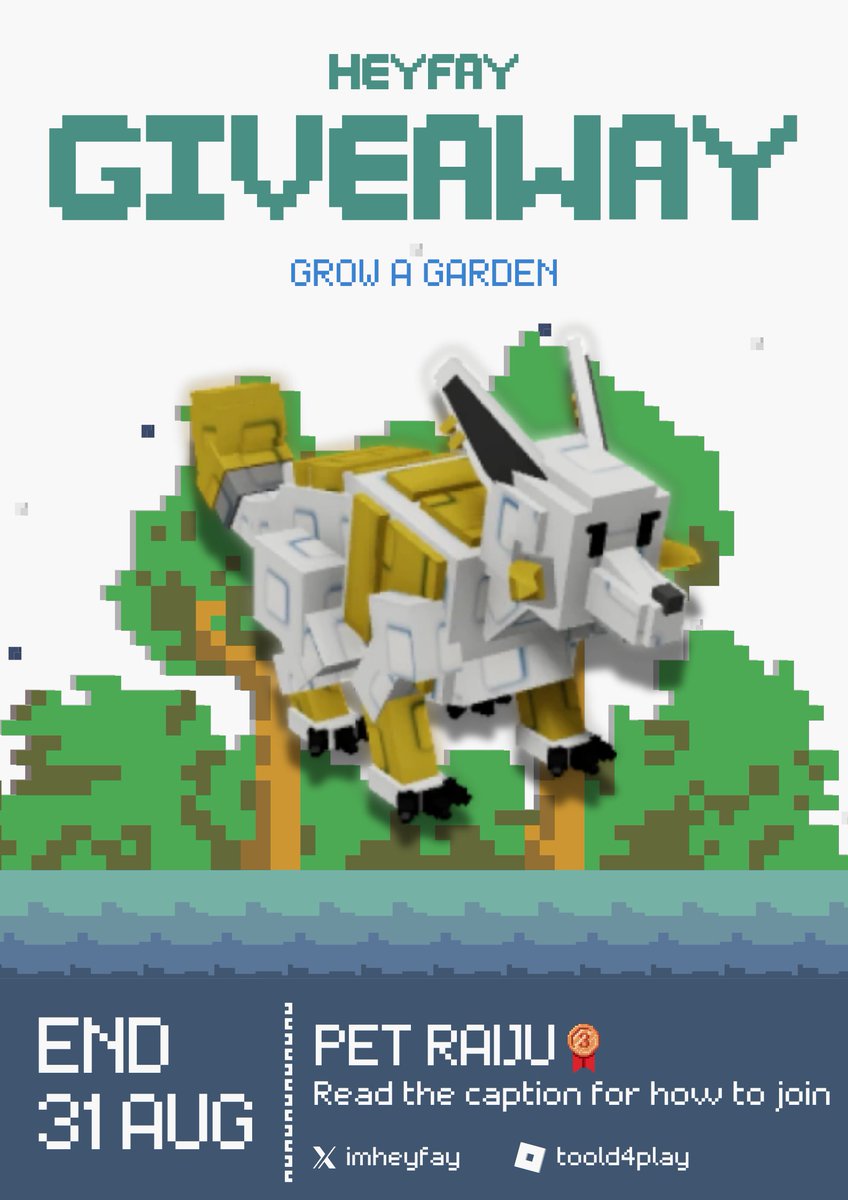 imheyfay's tweet image. 🎉 GROW A GARDEN GIVEAWAY! 🎉
Win Dragonfly, Corrupted Kitsune, Raiju, 13+ pets &amp;amp; 100 QA 🌱🐾

📌 Join now:
❤️ Like + 🔁 RT
👤 Follow me
🎮 Follow @toold4play on Roblox
💬 Comment “done” + proof

⏳ Ends Aug 31 🍀