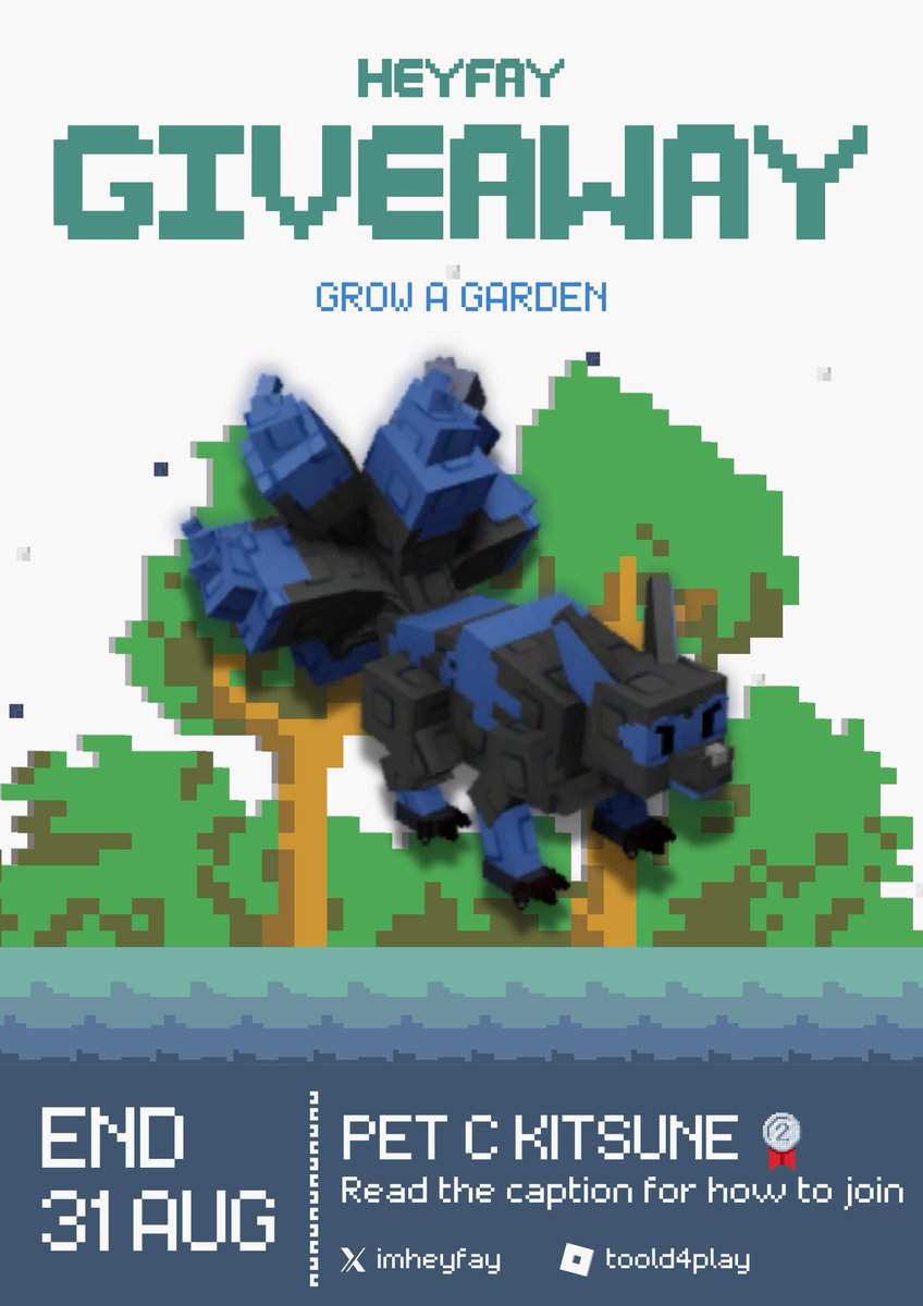 imheyfay's tweet image. 🎉 GROW A GARDEN GIVEAWAY! 🎉
Win Dragonfly, Corrupted Kitsune, Raiju, 13+ pets &amp;amp; 100 QA 🌱🐾

📌 Join now:
❤️ Like + 🔁 RT
👤 Follow me
🎮 Follow @toold4play on Roblox
💬 Comment “done” + proof

⏳ Ends Aug 31 🍀
