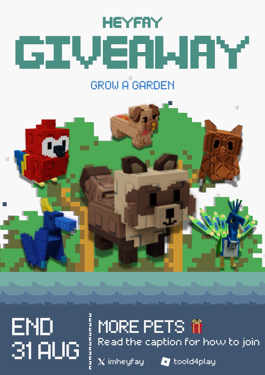 imheyfay's tweet image. 🎉 GROW A GARDEN GIVEAWAY! 🎉
Win Dragonfly, Corrupted Kitsune, Raiju, 13+ pets &amp;amp; 100 QA 🌱🐾

📌 Join now:
❤️ Like + 🔁 RT
👤 Follow me
🎮 Follow @toold4play on Roblox
💬 Comment “done” + proof

⏳ Ends Aug 31 🍀