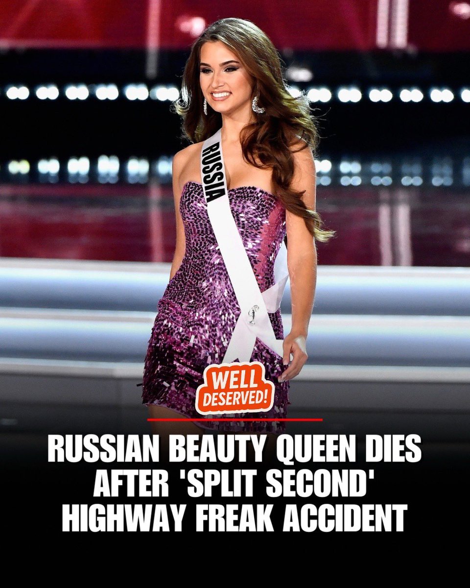 JUST IN:📮

Kseniya Alexandrova, a newly-wed former Miss Universe contestant from Russia, died last week after an elk reportedly crashed through the windshield of her Porsche. She was 30.!!
@bigwizexpress
#news #creatorsearchinsights #president #today #viral