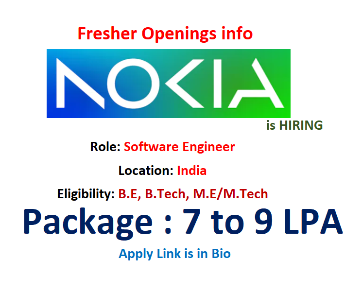 Jumde Akshay Kumar - JAK (@akshaykumar_jak) on Twitter photo Nokia is hiring #Freshers for #Software Engineer.
Location: India
Job Requirements:
- Bachelor’s degree or 0 to 2 years of exp include the following:
- Hands-on exp with ASIC SDK development
- Coding and debugging experience in C/C++
Link: …mr-saasfaprod1.fa.ocs.oraclecloud.com/hcmUI/Candidat…
#Nokia Nokia is hiring #Freshers for #Software Engineer.
Location: India
Job Requirements:
- Bachelor’s degree or 0 to 2 years of exp include the following:
- Hands-on exp with ASIC SDK development
- Coding and debugging experience in C/C++
Link: …mr-saasfaprod1.fa.ocs.oraclecloud.com/hcmUI/Candidat…
#Nokia