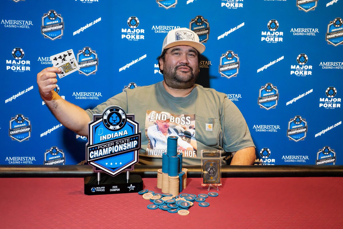 John 'Farmboy' Kurfman Wins MSPT 2025 Indiana Poker State Championship for First Career Title &amp; Also Becomes First To Win Gold Card #2 <a href="/AmeristarEC/">Ameristar EC</a>❗️
msptpoker.com/Pages/LiveRepo…
