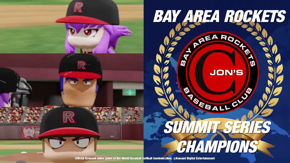 eBPLeague's tweet image. JonsCopyright is this year's Summit Series champion of the USA eBaseball™ Power League!

His Bay Area Rockets defeated #3 seed Compass 3-1 in the best-of-5 final (5-4, 4-7, 9-6, 3-2) to be the first #1 seed to ever win the title!

@USABaseball @WBSC @Konami #eBaseball #PowerPros