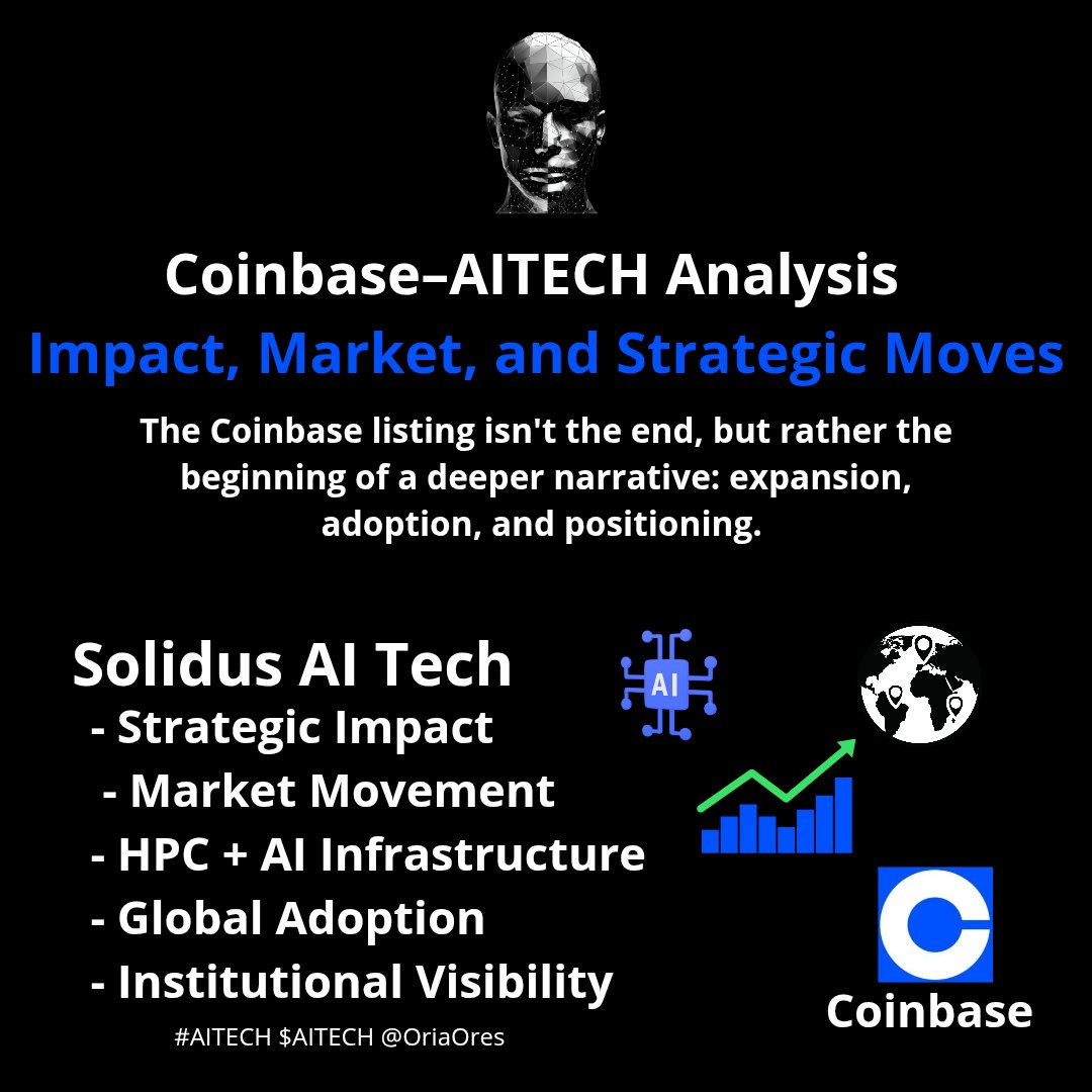 Coinbase-AITECH Analysis: Impact, Market, and Strategic Moves

The appearance of <a href="/AITECHio/">AITECH</a> ( $AITECH ) on <a href="/coinbase/">Coinbase 🛡️</a> marks a turning point not because it’s listed, but because of what it signals in terms of legitimacy, reach, and mass adoption potential.
🧵