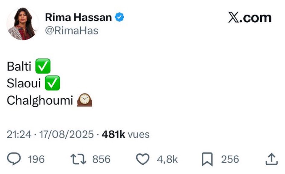 Ariel Goldmann (@goldmannariel) on Twitter photo C’est une véritable fatwa que #RimaHassan lance envers <a href="/Imam1chalghoumi/">IMAM CHALGHOUMI</a>
Je l’assure de tout mon soutien et demande à <a href="/BrunoRetailleau/">Bruno Retailleau</a> <a href="/PoliceNationale/">Police nationale</a> <a href="/NunezLaurent/">Laurent Nuñez</a> <a href="/prefpolice/">Préfecture de Police</a> <a href="/GDarmanin/">Gérald DARMANIN</a> <a href="/justice_gouv/">Ministère de la Justice</a> de prendre toutes mesures pour mettre cette députée 🇪🇺 hors d’état de nuire ! C’est une véritable fatwa que #RimaHassan lance envers <a href="/Imam1chalghoumi/">IMAM CHALGHOUMI</a>
Je l’assure de tout mon soutien et demande à <a href="/BrunoRetailleau/">Bruno Retailleau</a> <a href="/PoliceNationale/">Police nationale</a> <a href="/NunezLaurent/">Laurent Nuñez</a> <a href="/prefpolice/">Préfecture de Police</a> <a href="/GDarmanin/">Gérald DARMANIN</a> <a href="/justice_gouv/">Ministère de la Justice</a> de prendre toutes mesures pour mettre cette députée 🇪🇺 hors d’état de nuire !