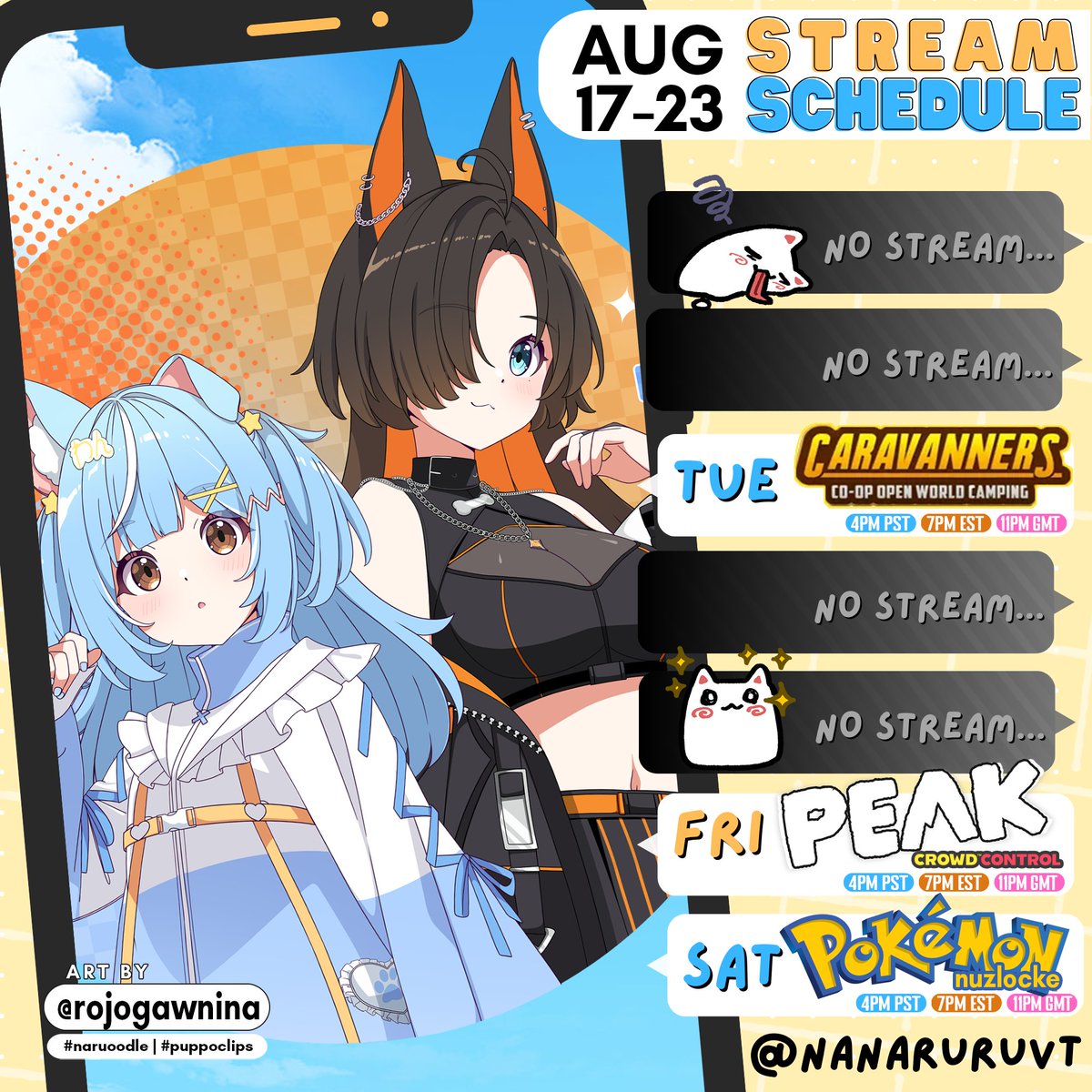 NanaruruVT's tweet image. ⋆⁺₊🐶📡WEEKLY SCHEDULE【08/17→ 08/23】

Trying out a new game before locking BACK IN
------------------------------------------
🎥#puppoclips
✏️#naruoodle
🔞#puppo34
🐶🐶#nanaruruvt