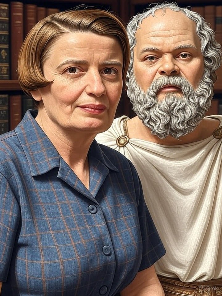 It's ok to learn from and respect people for the areas they hold wisdom in even when they are flawed, sometimes deeply.

Rand was an atheist superstitious about free will—an individualist collectivist about policing.

Socrates's dialectics demonstrated the majority as often