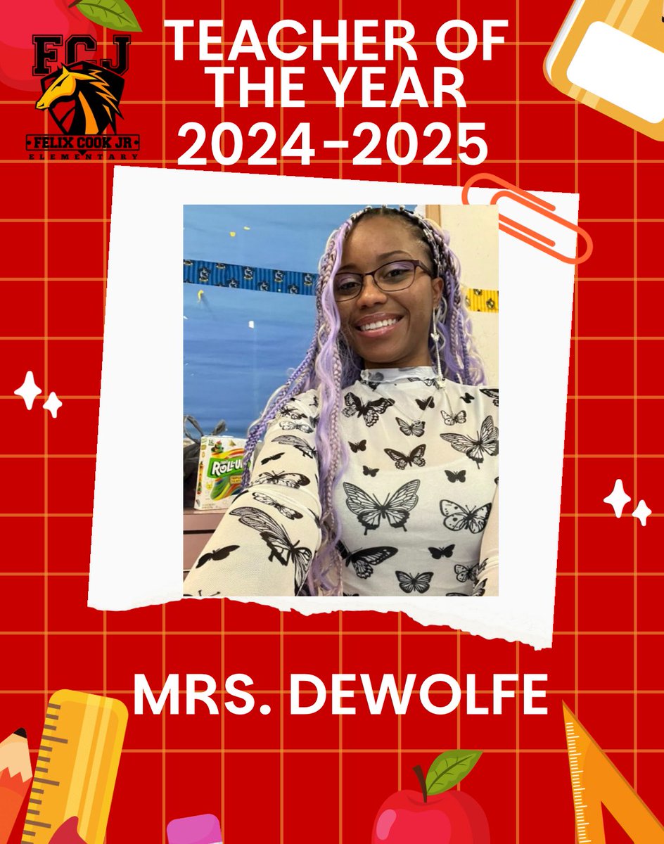 🎉 Huge congratulations to Mrs. DeWolfe for being named Cook Elementary’s Teacher of the Year for 2024-2025 and recognized by the district for her outstanding dedication! 🌟 Your passion, heart, and impact on our students inspire us all. 👏🍎 #TeacherOfTheYear #CookProud