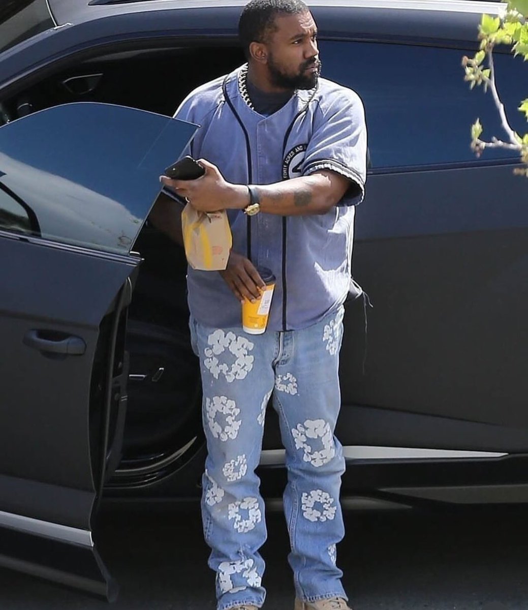 Kanye West wearing the blue colorway in 2022