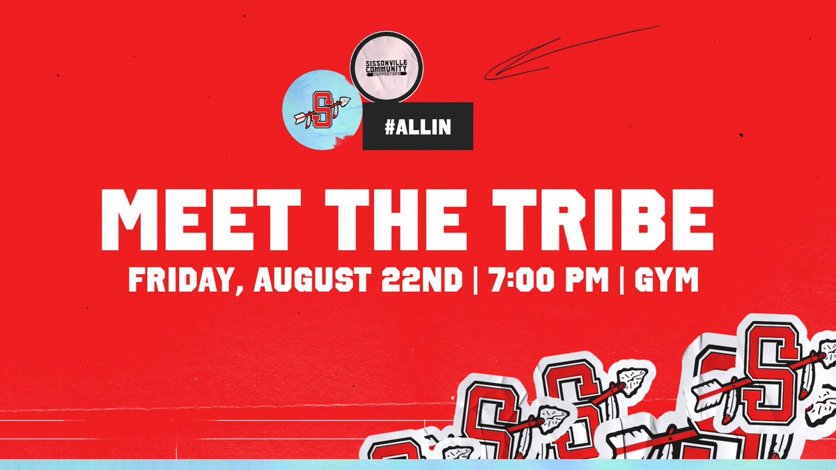 It's time to Meet the Tribe! 🚩

Join us for the 2025 rendition of Meet the Tribe this Friday, August 22nd, at 7:00 PM in the Calvin McKinney Gymnasium! 

See you Friday, Sissonville!

sissonvillehs.com/community-supp…