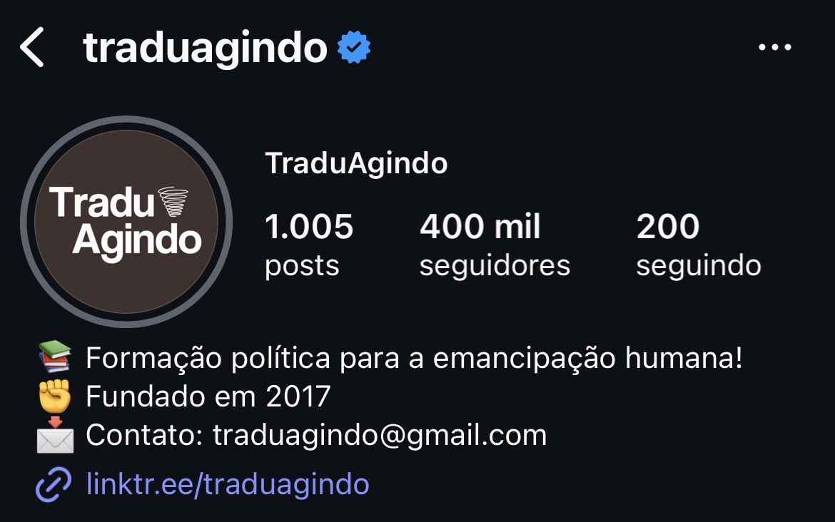 Tradu alcançou 400 mil seguidores 🎉