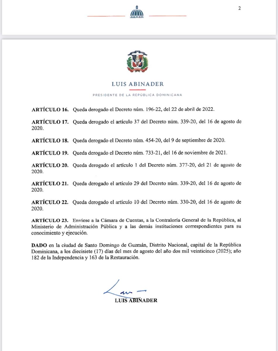 AplatanaoNews's tweet photo. De las diez designaciones hechas este domingo por el presidente Abinader, mediante el decreto 461-25, nueve fueron para hombres y una para mujer.
#AplatanaoNews #LuisAbinader #Banreservas #Refidomsa #Inabie #Omsa #Inabie #Diecom
https://t.co/hGY6GTwKcb https://t.co/JkgOaPC1hz