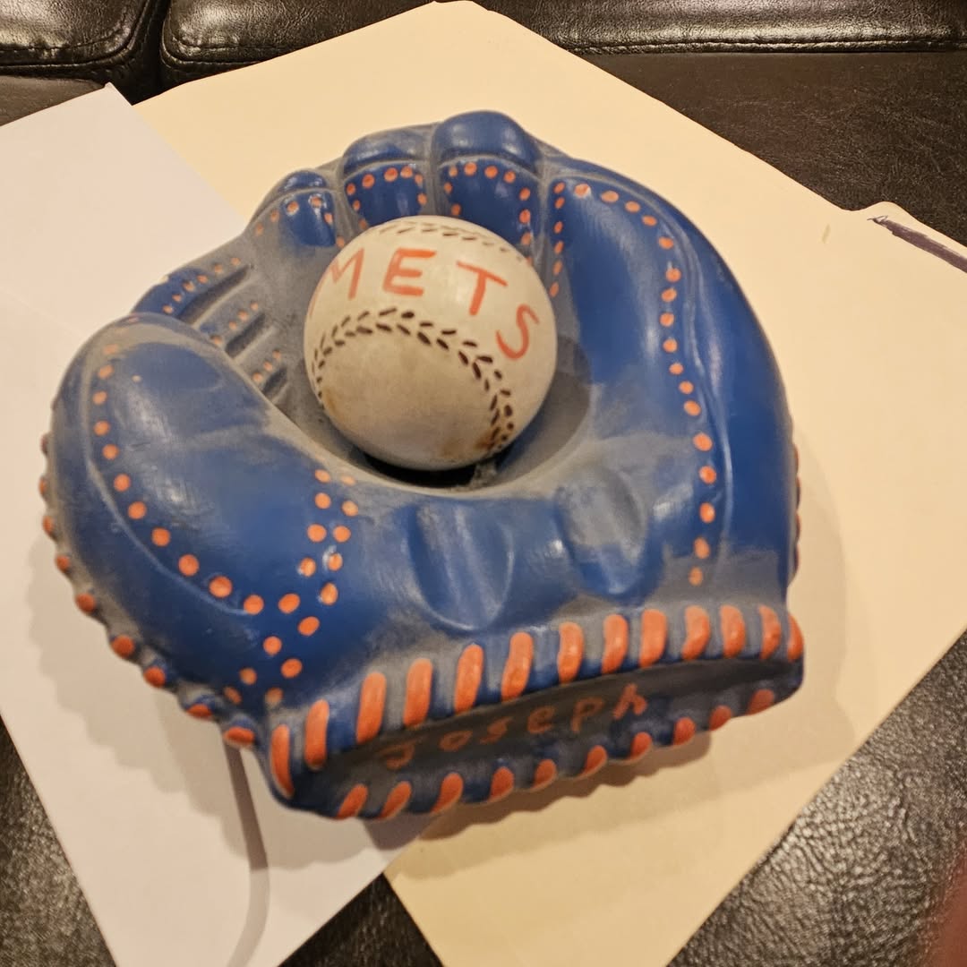 joefav's tweet photo. Proof my @Mets loyalty sadly runs deep. Found amongst stuff from moms condo
..an ashtray we made w #Cubscouts in Oct. '73 just after hard fought loss to the @Athletics in #worldseries. Now Cub Scouts making ash trays is a story itself lol. #lgm #Mets #mlb https://t.co/AATBAj5KM7