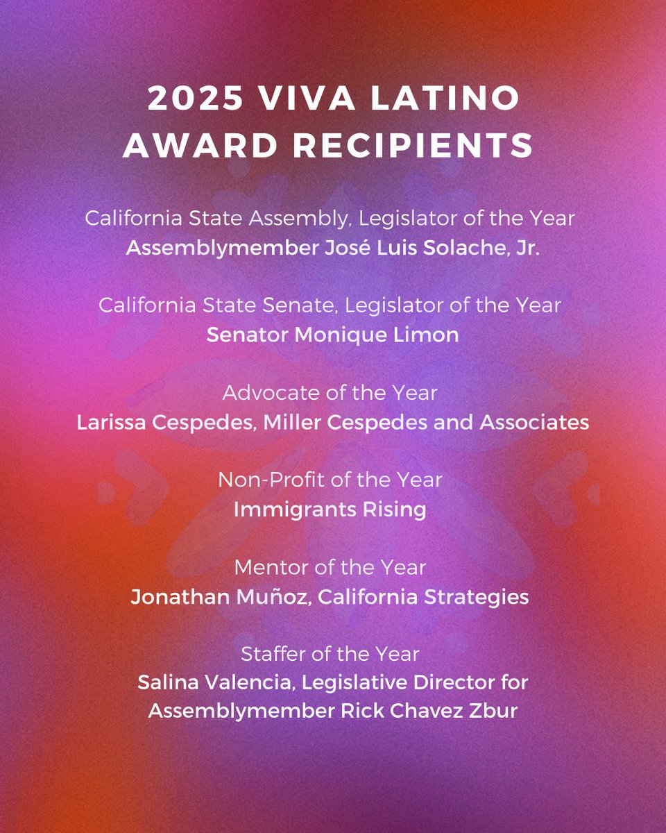 CLCA_Foundation's tweet image. We are thrilled to honor our Viva Latino Award recipients! 🌟

Don’t forget to join us next Wednesday at the Kimpton Sawyer Hotel to celebrate. Buy your tickets before ticket sales close!Don’t miss out! 🎉