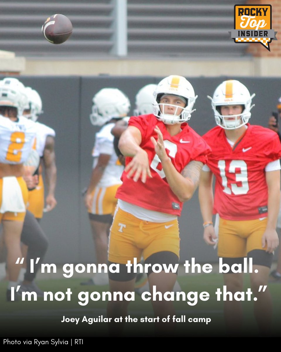 Joey Aguilar is officially Tennessee football's QB1 👀

MORE: rockytopinsider.com/2025/08/17/ten…