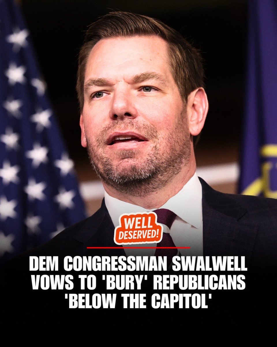 JUST IN:📮

Congressman Eric Swalwell said Saturday that Democrats will protect democracy by burying Republicans "below the Capitol" when asked about the party's redistricting stance.!!!
@bigwizexpress
#news #creatorsearchinsights 
#president #today 
#viral