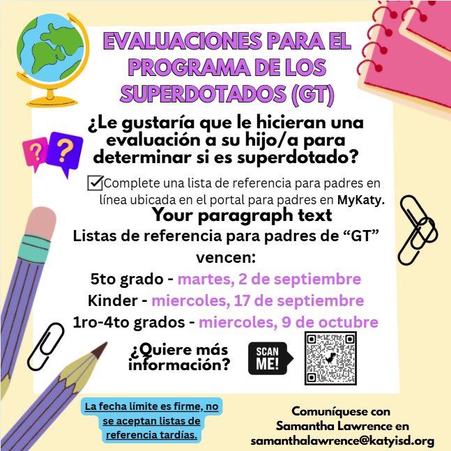 Jag Families: Please see the below information regarding the Gifted and Talented Screenings ⬇️