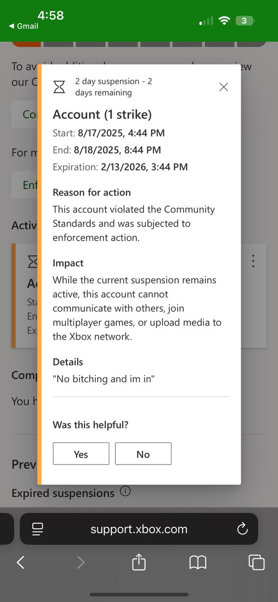 Tre_Lue's tweet photo. @xbox really hit me with a 2-day ban for saying ‘no bitching and I’m in’. 😂 This is what we’re doing now? Free me from digital jail — the people need the Lue. 🐺🎮 #FreeTheLue #XboxBan #GamersUnite #LetLouPlay #JusticeForLue https://t.co/IDZgtdZgBg