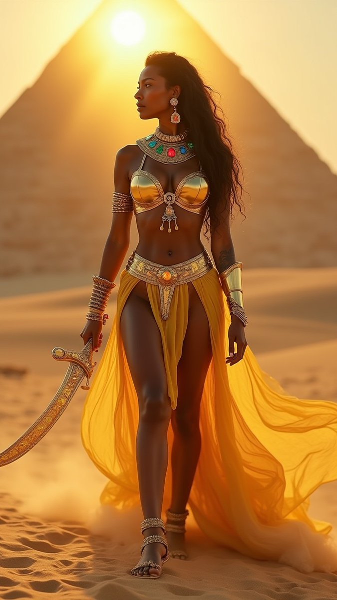 GoldenFalconsCC's tweet photo. Warrior of the Sun and Guardian of the Pyramids.
Do you believe the pyramids still hold secrets beyond our reach?
#EgyptianWarrior #GuardianOfThePyramids #SunBlade #AncientEgypt #DesertMagic #art #aiart #aiartdaily #aiartworld #aiartgallery #FantasyArt #digtalart #aiartwork https://t.co/7SI77divYl