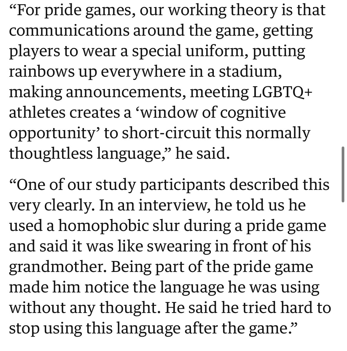 years ago there was a study on the aihl abt the impact of pride games resulting in a drastic decrease in homophobic slurs from players after taking part in it