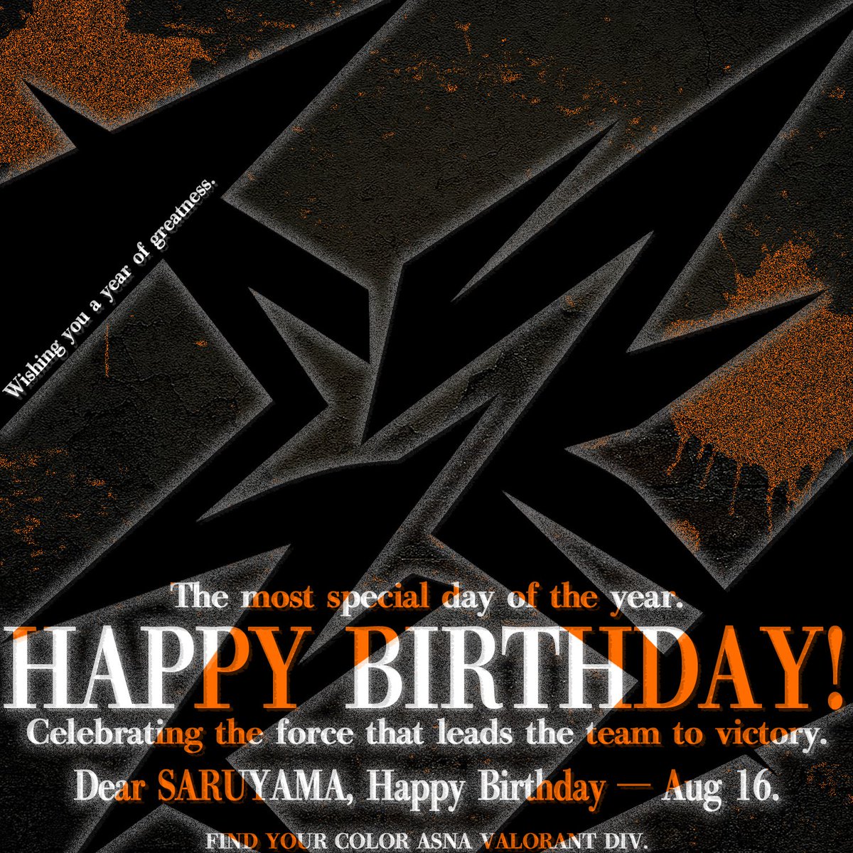 ＼ Happy Belated Birthday ／

Saruyama : <a href="/Saruyama_VAL/">ASNA Saruyama</a> 

Calm. Patient. Precise. 🎯

#ASNAWIN #ASNAVL