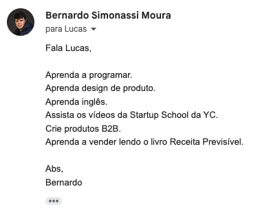 Um estagiário me mandou email pedindo dicas