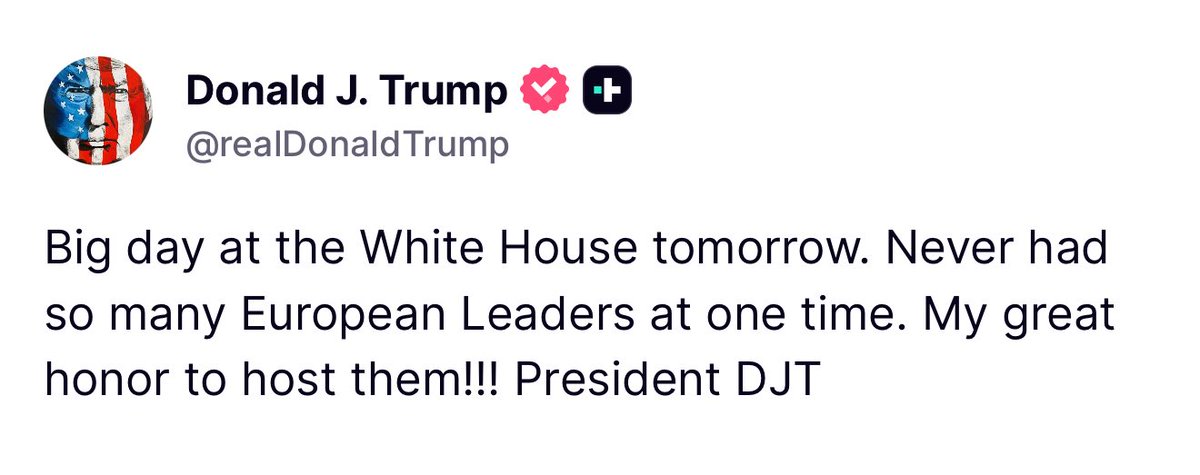 New statement from the President. 

 Big day at the White House tomorrow! 🍿