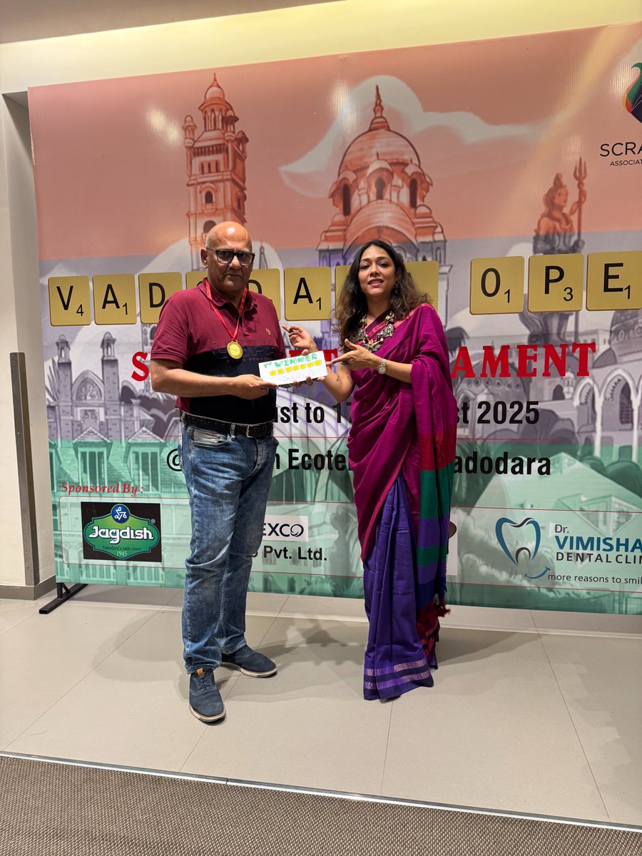 deepakasher's tweet photo. The winner takes it all. 
Vadodara Scrabble Tournament. https://t.co/LFd4qO33ad