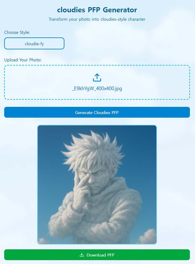 mad_guy888's tweet photo. I just created my PFP using a website I found a little while ago — I like using a website to make it more than asking an AI! Let’s build a culture together
Let's #Cloudies 

https://t.co/Uin8ip11YI https://t.co/8phJ50cJR0